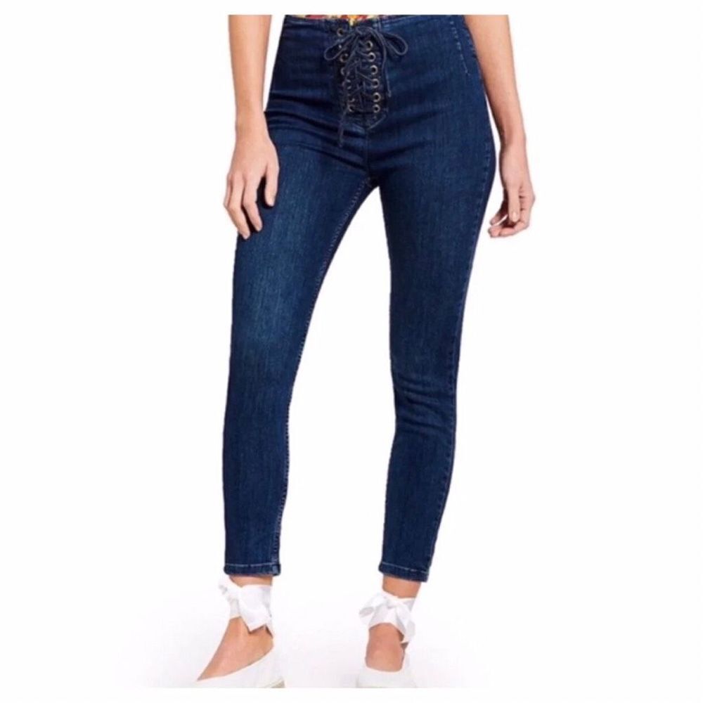 Free people lace up skinny jeans‎